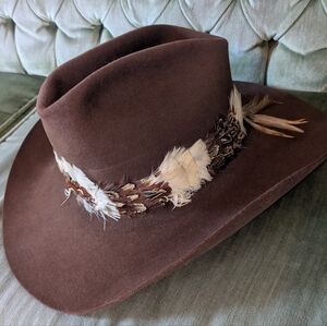 Vintage Resistol Stetson Brown Feather Western Cowboy Hat Self Conforming 7 3/8
